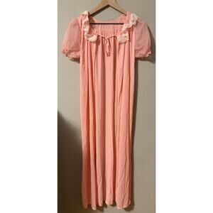 Vintage Pink Lady pink peignoir robe Lace dressing gown robe M
